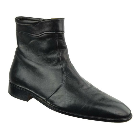 NORSTROM Flex Construction Ankle Boots Buttery Leather Black Sz. 10.5 EE ITALY main image 5